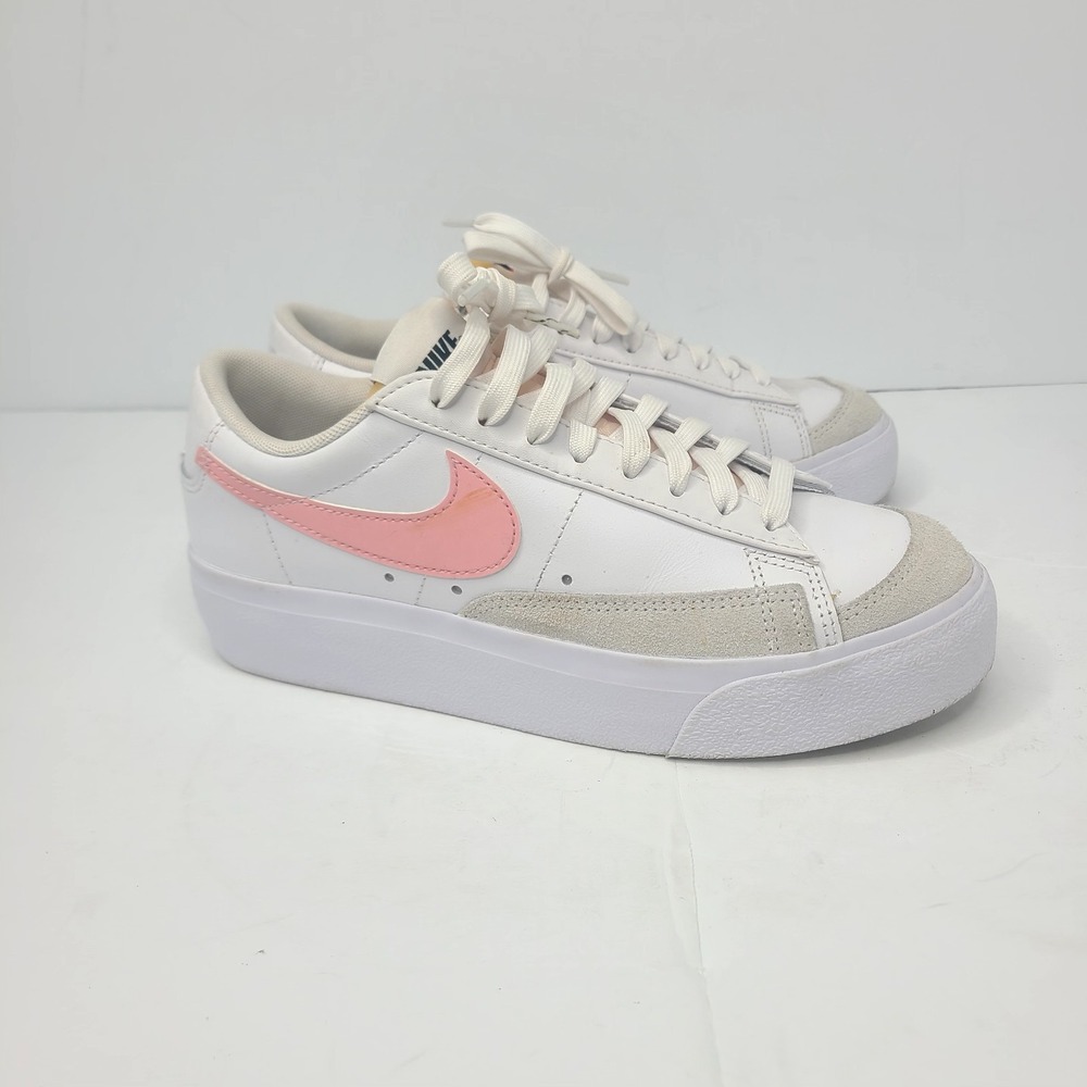 Nike Blazer Low Platform Leather White Pink Glaze Women's Sneakers Shoes 7.5